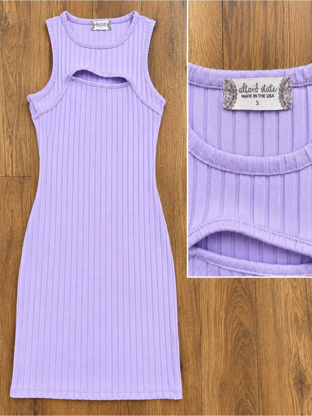 Lavender Ribbed Cutout Tank Dress